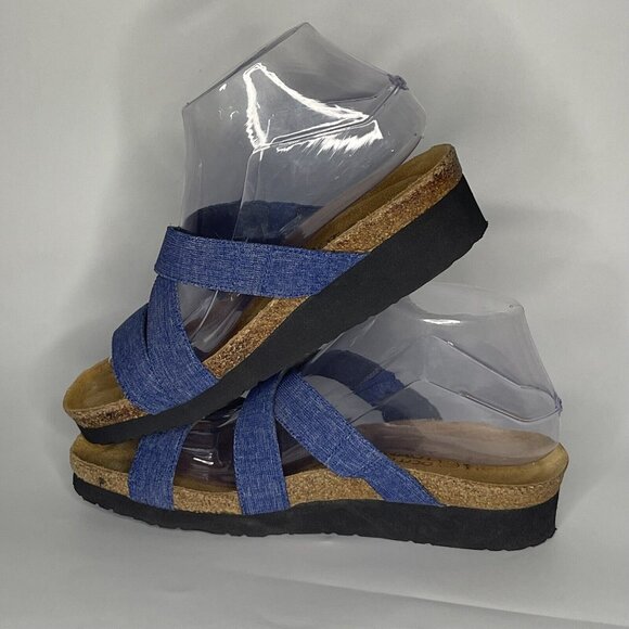 Naot Naomi Womens sz 9 EU 40 Blue Stretch Slip On Sandals Shoes Made in Israel - Picture 7 of 9